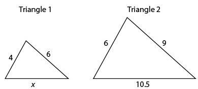 Triangle 1 and Triangle 2, shown below, are similar triangles. Which proportion can-example-1