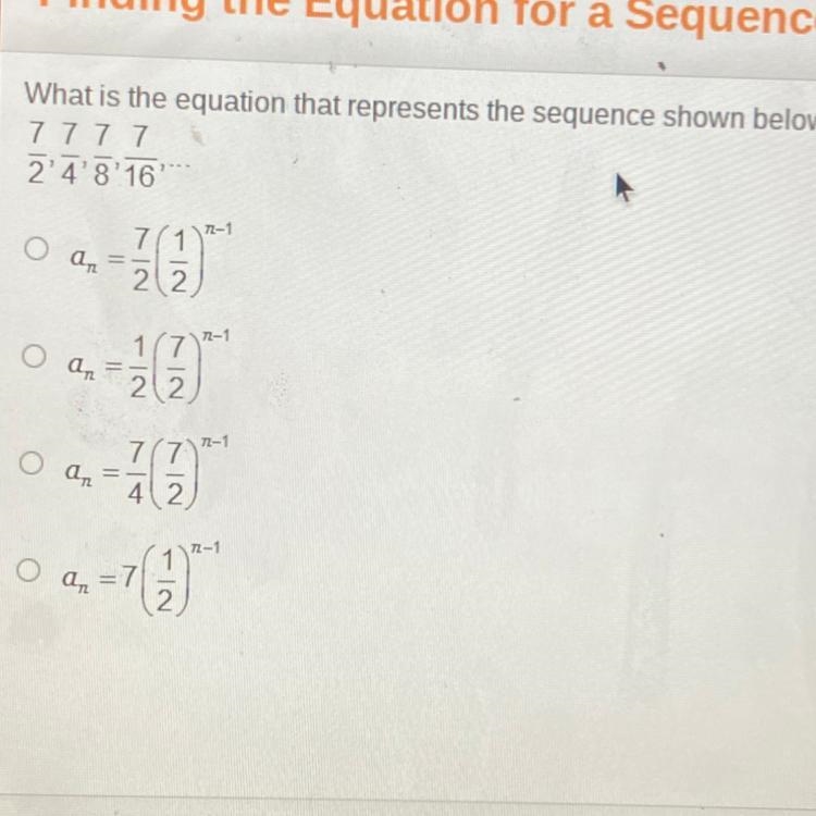 What is the equation that represents the sequence shown below ?-example-1