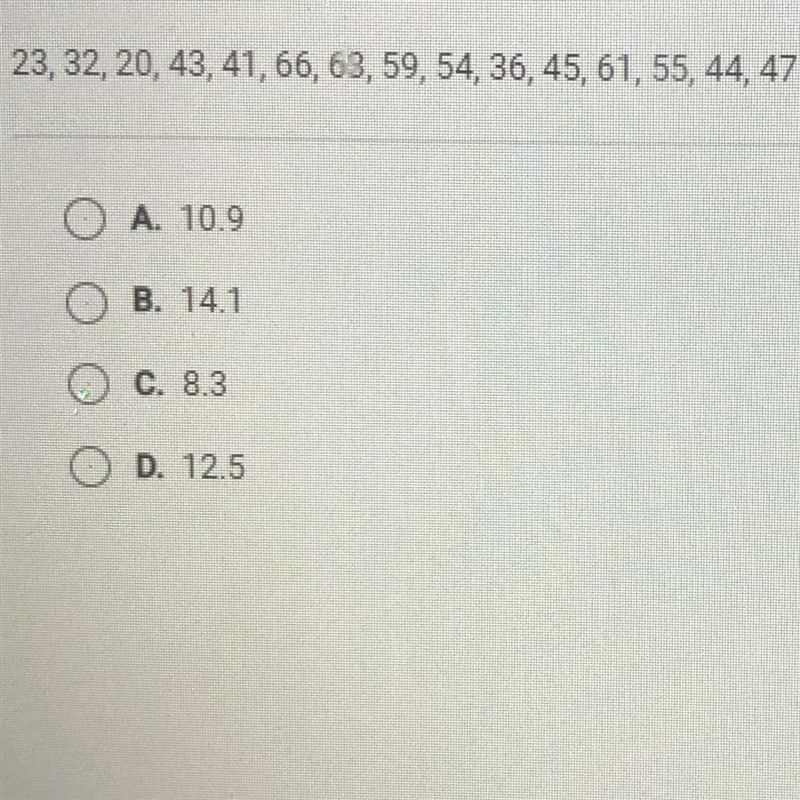 Which of the following values is closest to the standard deviation for the setof data-example-1