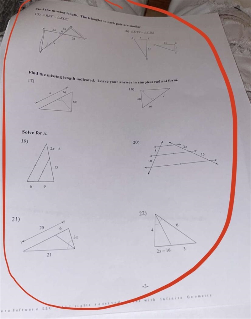 Pre Ap Geometry, the circled ones are the ones I need help with!-example-1