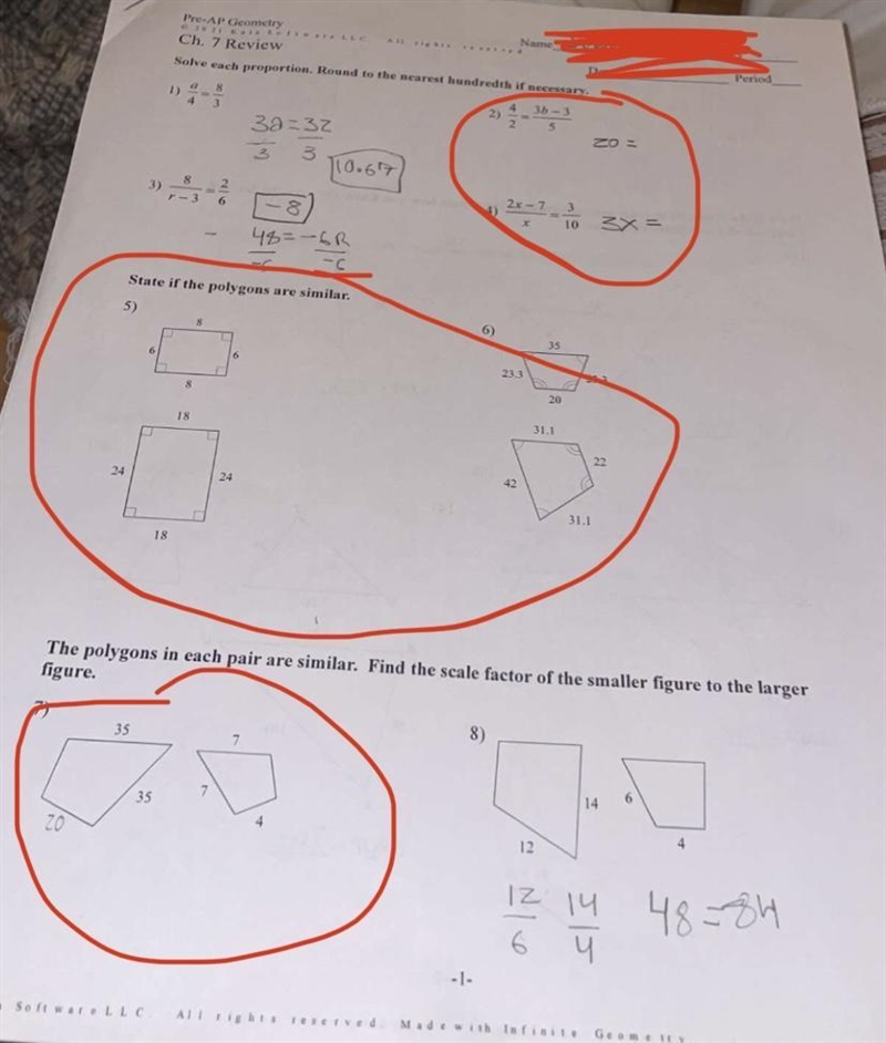 Pre Ap Geometry, the circled ones are the ones I need help with!-example-3