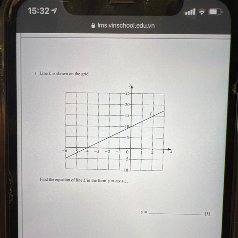 Find the equation line of L in the forrm of y=mx+c-example-1