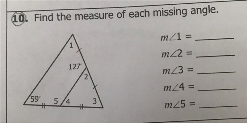 10. Find the measure of each missing angle.mZ1 =m2 =1272.mz3 =59m24 =5/43m25 =-example-1