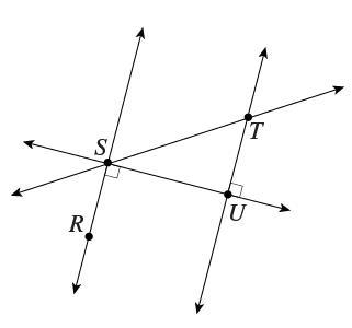 Which angle in the figure is a right angle? A. ∠STU B. ∠TSR C. ∠TUS D. I don't know-example-1