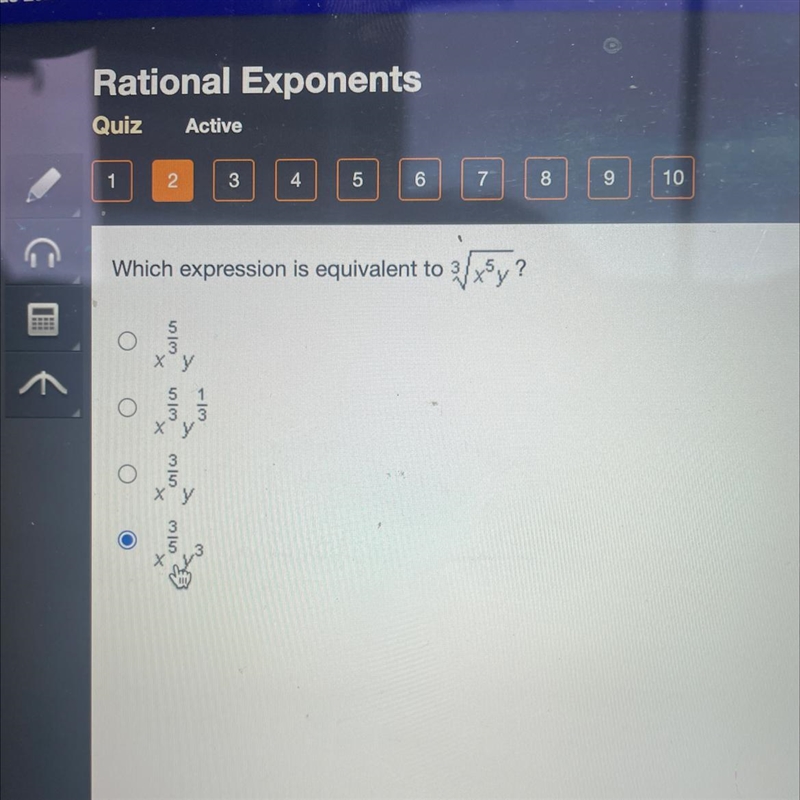 Which expression is equivalent to 3 5v ?-example-1