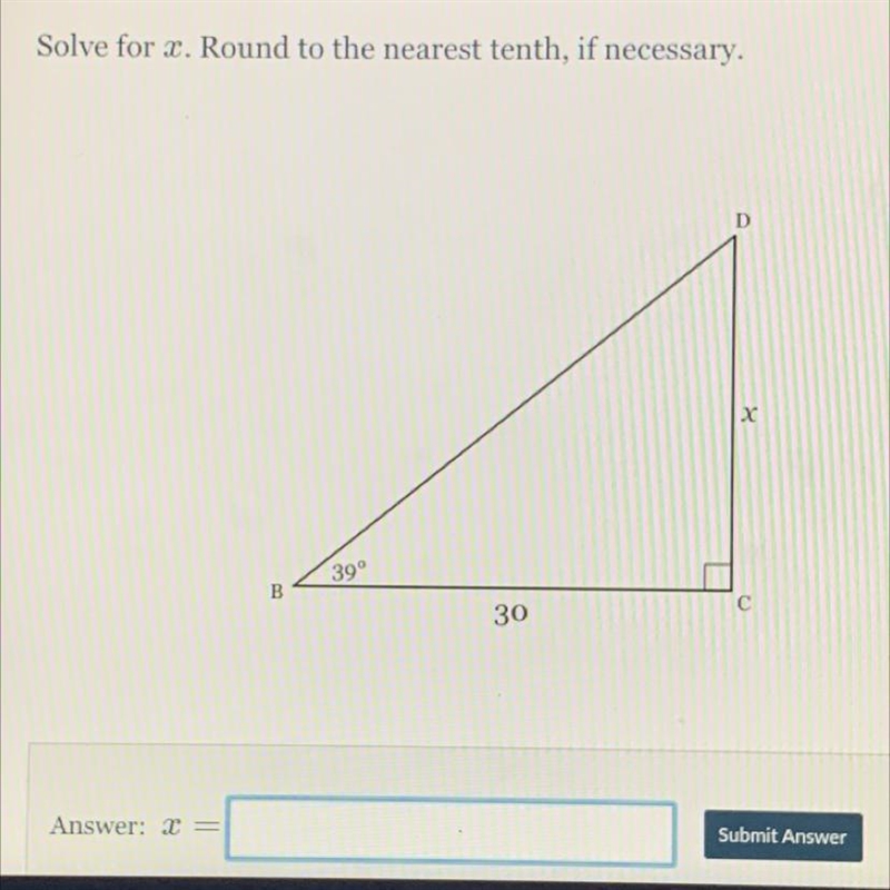 Solve for x round to the nearest tenth if necessary-example-1