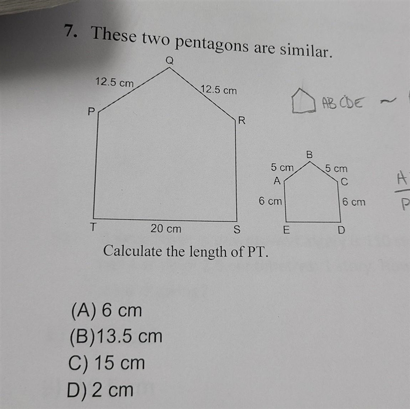 These two pentagons are similar.​-example-1