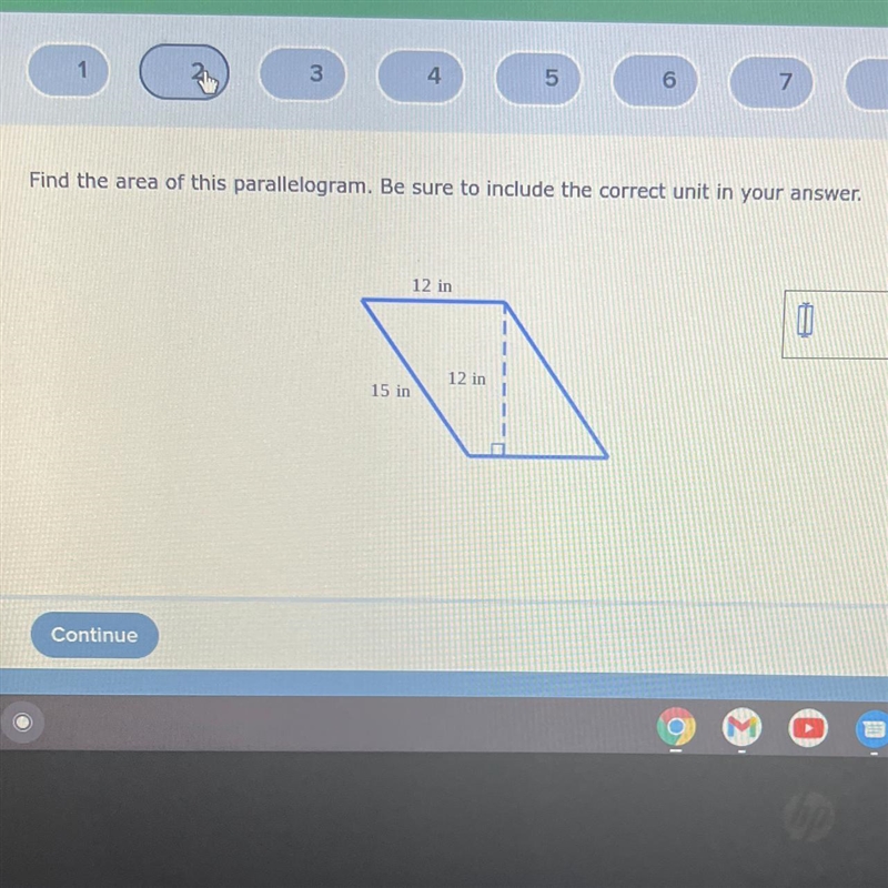 Find the area of this parallelogram. Be sure to include the correct unit in your answer-example-1