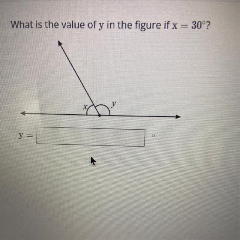 What is the value of y in the figure if x = 30°? y =-example-1