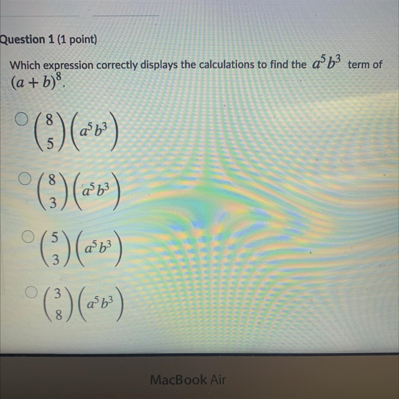 Which expression correctly displays the calculations to find the a^5b^4 term of (a-example-1