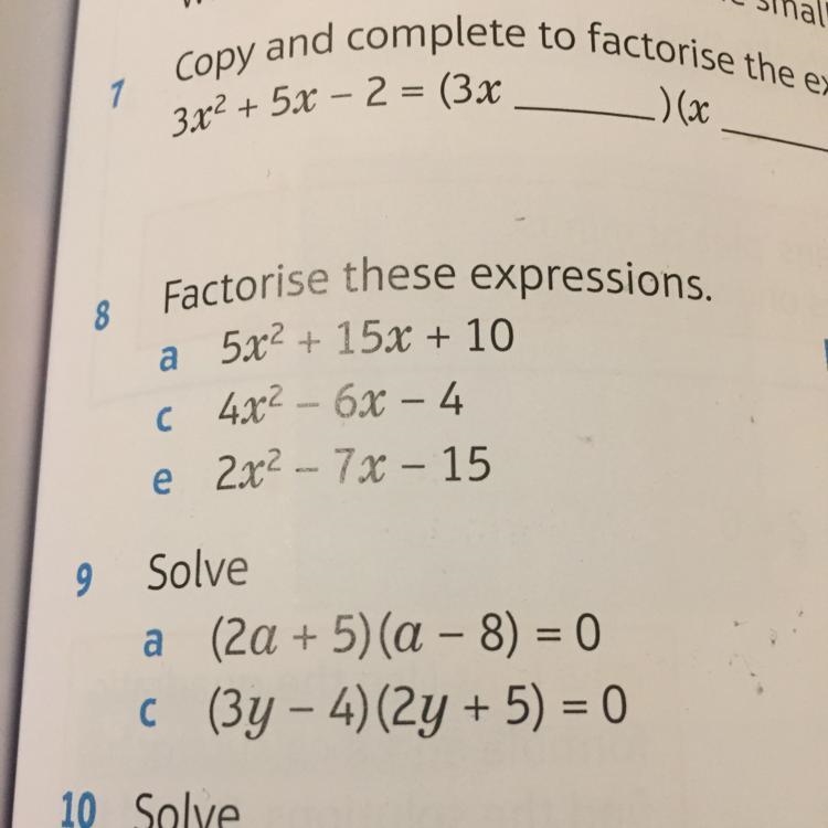 Factorise these expressions. (All on Question 8 in attachment)-example-1