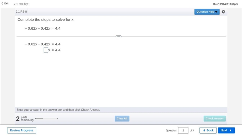 -0.62x+0.42x=4.4 i need help with this question please-example-1