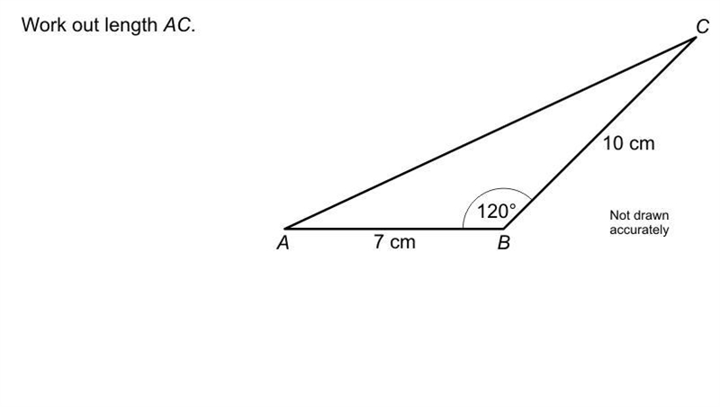 Work out length of ac using cosine rule-example-1