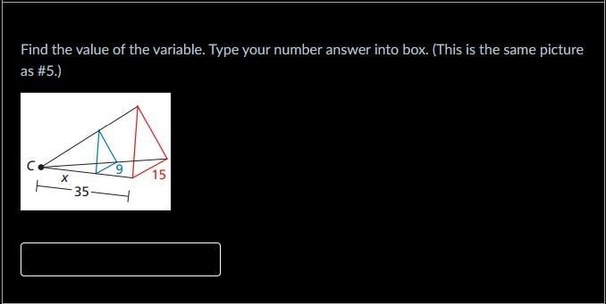 Find the value of the variable. Type your number answer into box. (This is the same-example-1