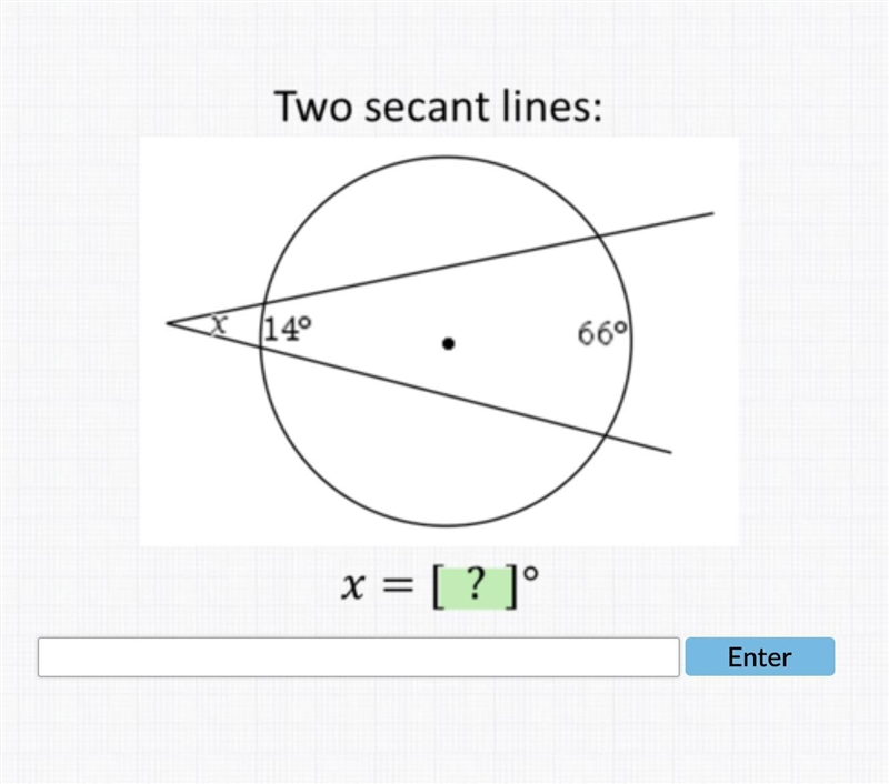 Two secant lines: 14 66 x=?-example-1