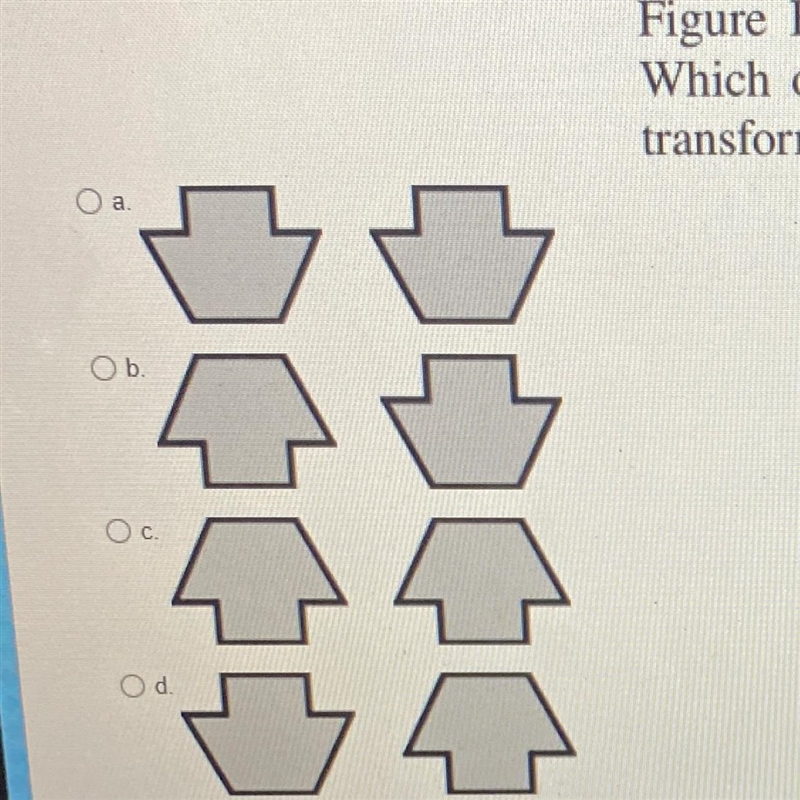 Figure A Figure B Figure A is rotated 180°, then reflected across the line. Figure-example-1