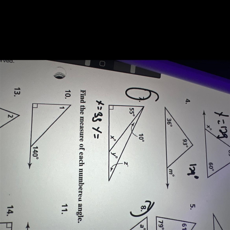 Find the missing angle measures. PLS HELP IM SO CONFUSED AND I HAVE A TEST TOMMROW-example-1