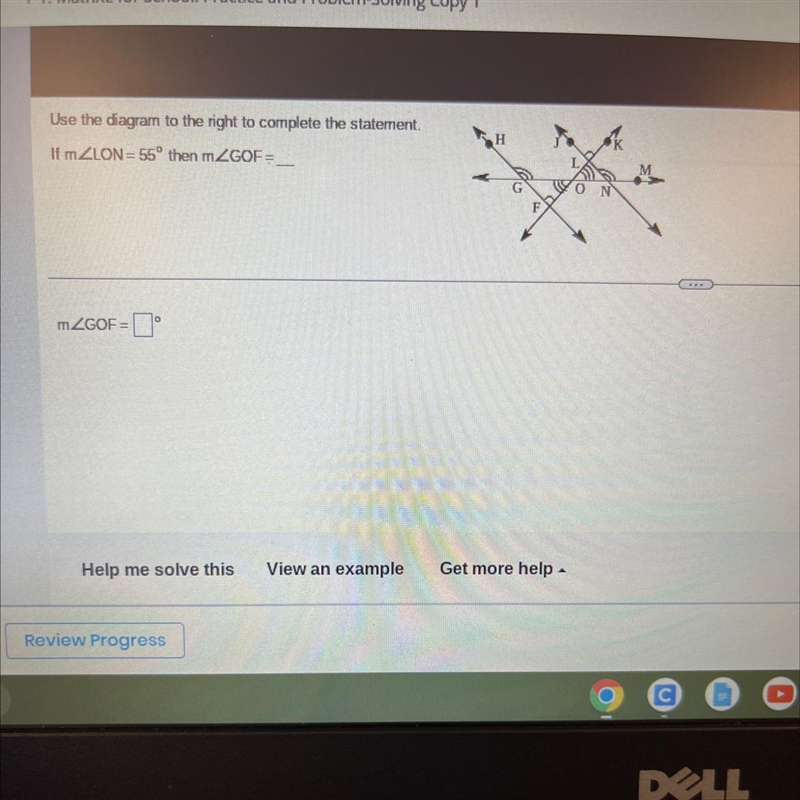 Use the diagram to the right to complete the statement.-example-1