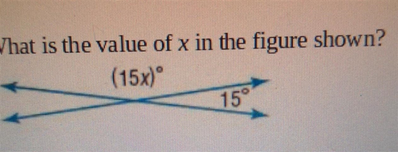 11. What is the value of x in the figure shown? (15x) 15 ° ​-example-1