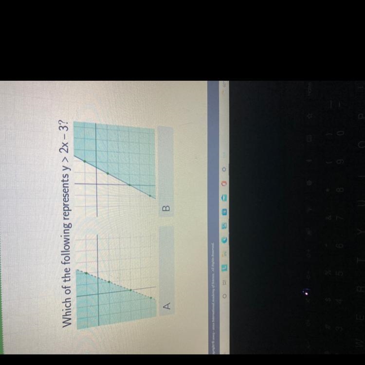 Which of the following represents y > 2x - 3?-example-1