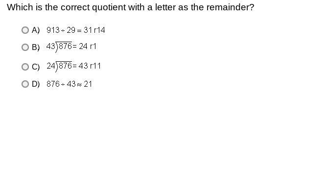 Which is the correct quotient with a letter as the remainder?-example-1