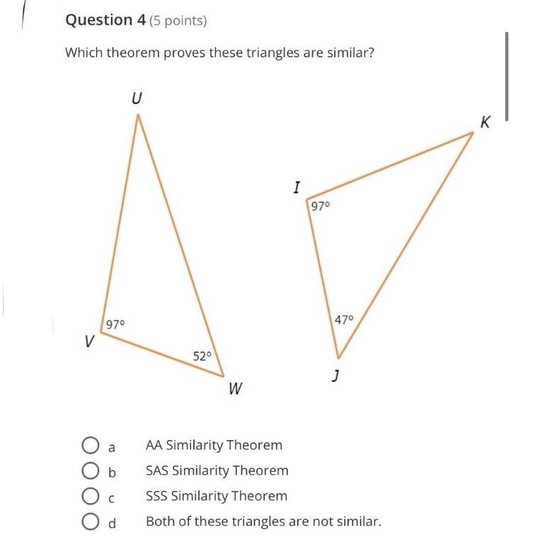 Which theorem proves these triangles are similar?-example-1