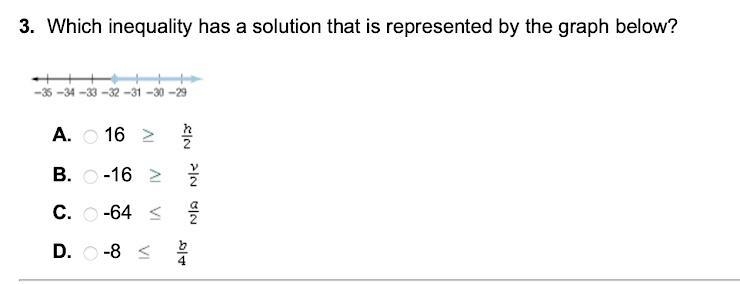 Please find which inequality has a solution that is represented by the graph below-example-1