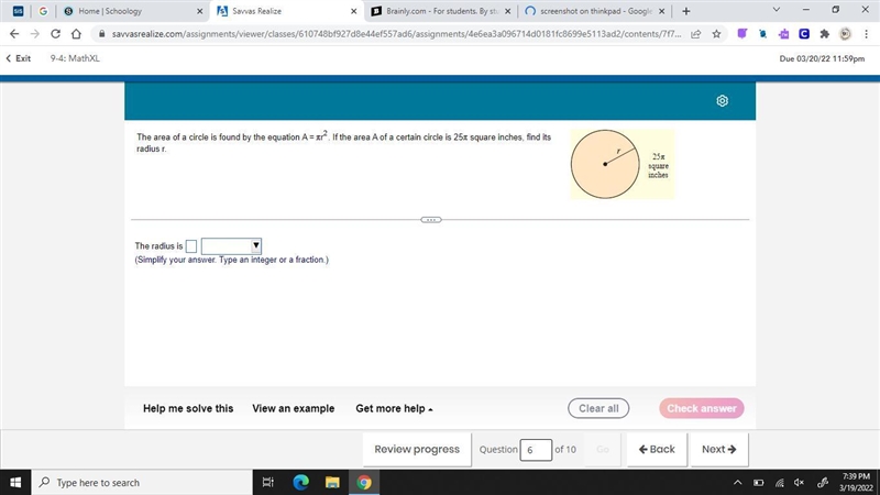 The area of a circle is found by the equation A=πr^2. If the area of a certain circle-example-1