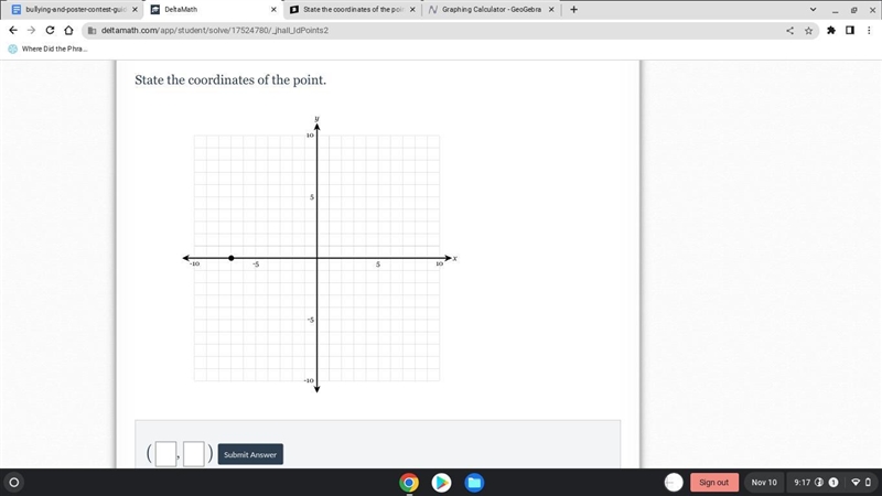 State the coordinates of the point.-example-1