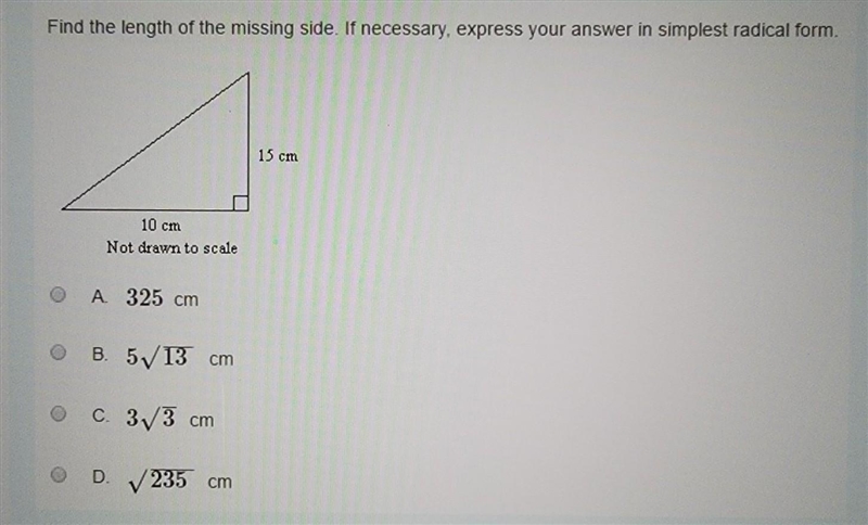 Find the length of the missing side. If necessary, express your answer in simplest-example-1