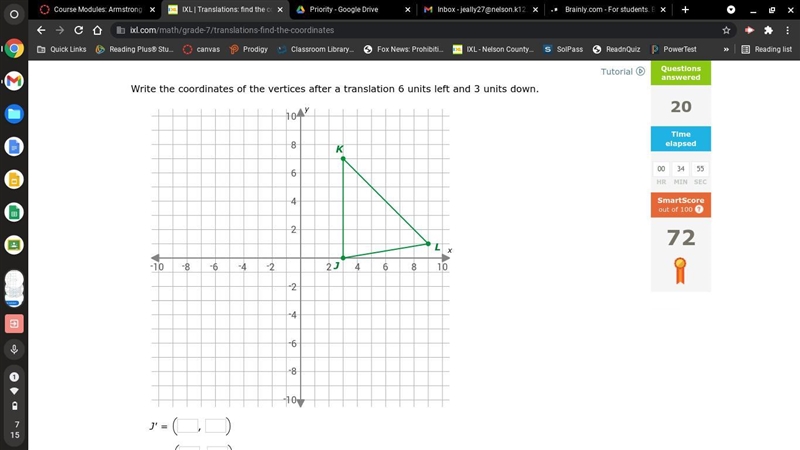 What Is the coordinates for this translation 6 units left and 3 units down......-example-1