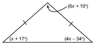 What is the value of x? here is isosceles triangle. The measure of angle which is-example-1