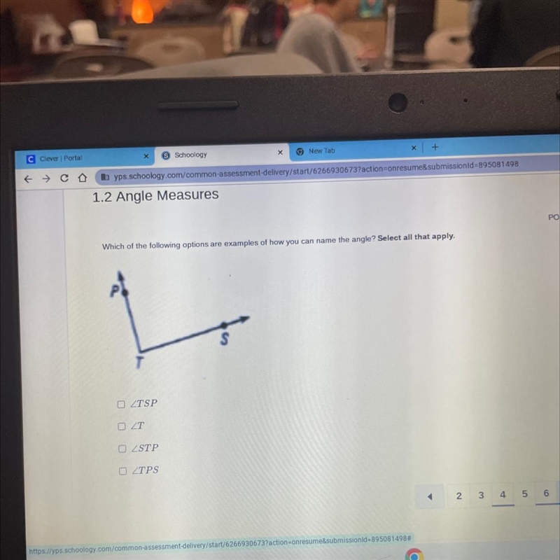 Which of the following options are examples of how you can name the angle?-example-1