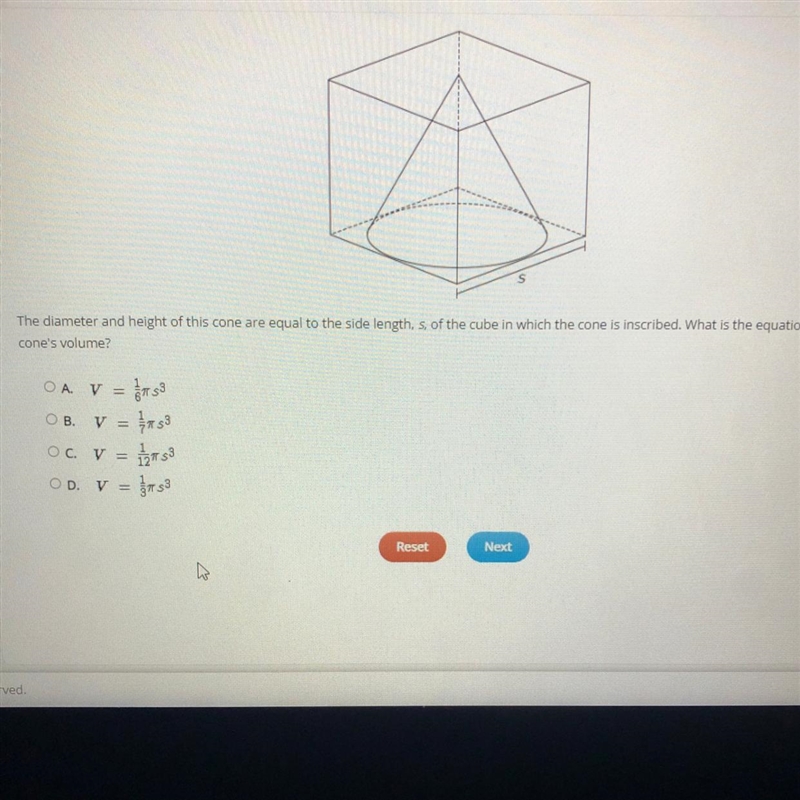 What is the equation for the cones volume?-example-1