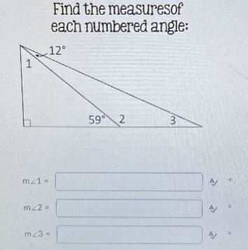 Find the measures of each numbered angle:-example-1