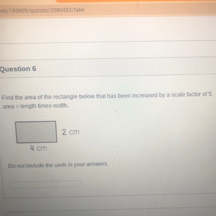 Find the area of the rectangle below that has been increased by a scale factor of-example-1