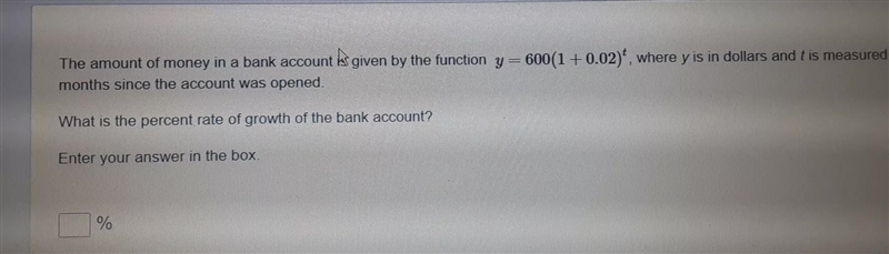 The amount of money in a bank account is given by the function y = 600(1+0.02)^t, where-example-1