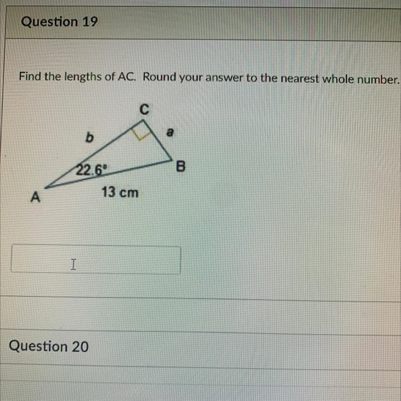 Question 19 Lo Find the lengths of AC. Round your answer to the nearest whole number-example-1