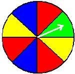 Use the Spinner to answer questions 1) In which color, is the pointer more likely-example-1