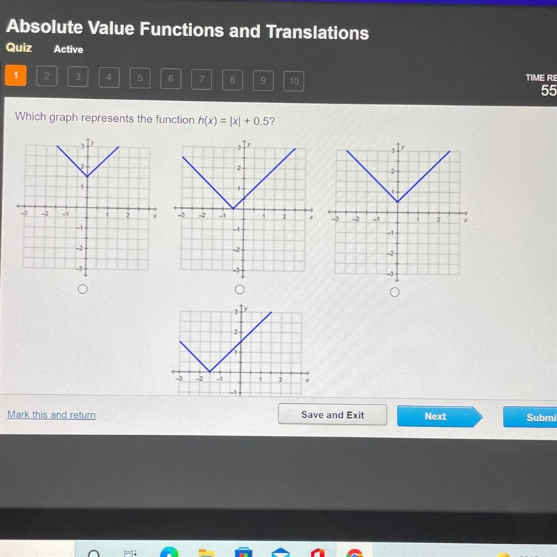 Which graph represents the function h(x) = 1x1 + 0.5?-example-1