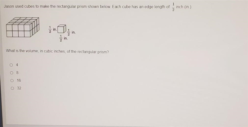 Jason used cubes to make the rectangular prism shown below. Each cube has an edge-example-1