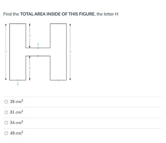 Find the TOTAL AREA INSIDE OF THIS FIGURE, the letter H-example-1