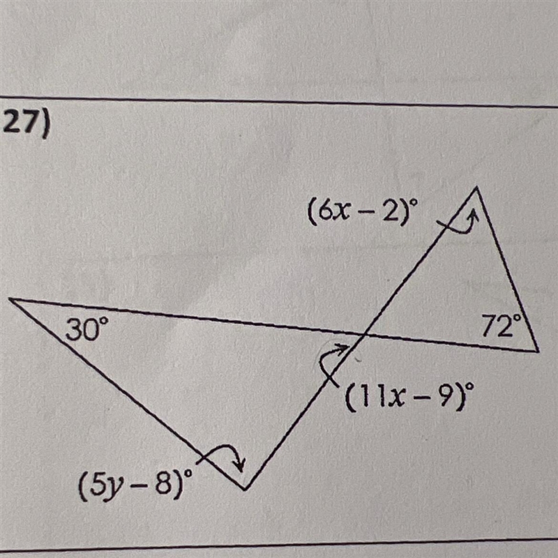 30° (5y-8)° (6x-2)° (11x-9) 72⁰-example-1