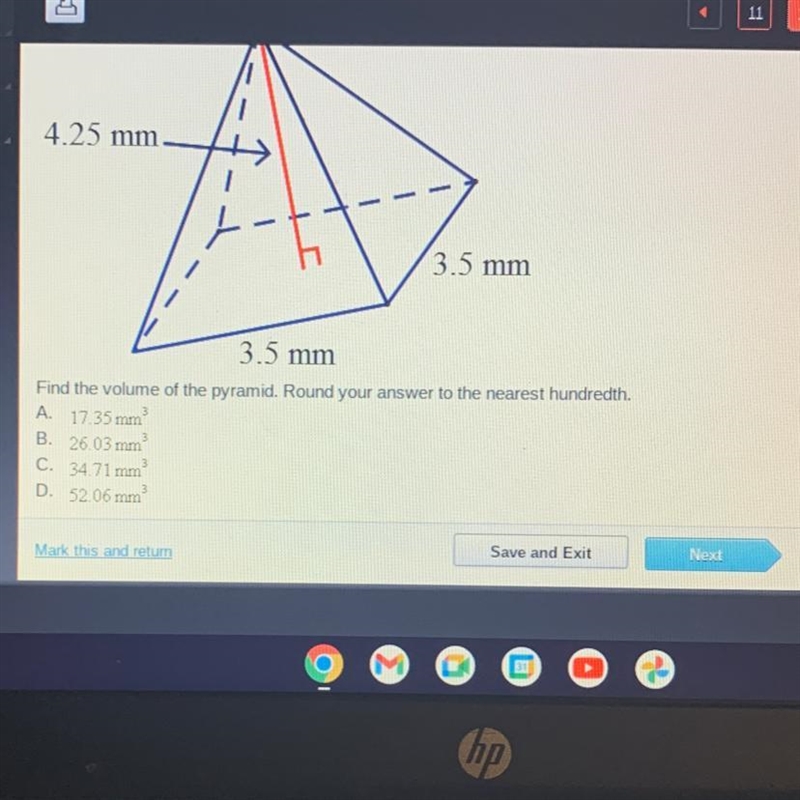 Find the volume of the pyramid. round to the nearest hundredth-example-1