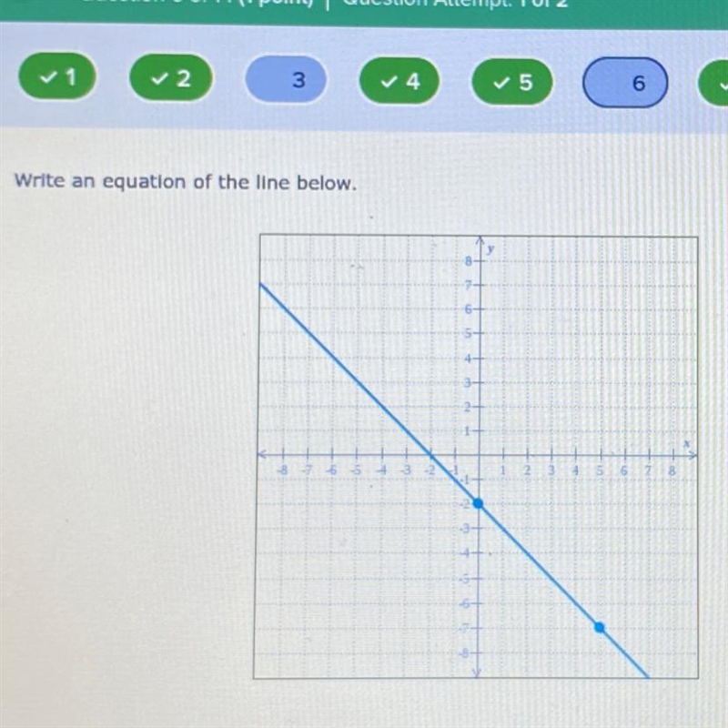 Write an equation of the line below.-example-1