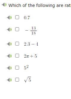 Which of the following are rational numbers? Check all that are true.-example-1