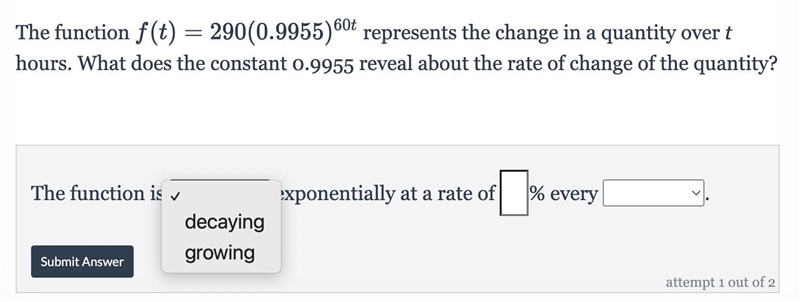 What does the constant 0.9955 reveal about the rate of change of the quantity?-example-1