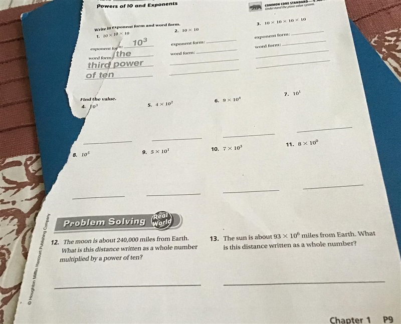 Powers of 10 and Exponents (number 4 is a 10 incase u can’t see of the ripped page-example-1