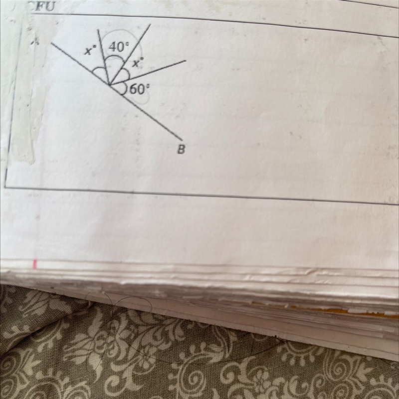 Solve for x x+40+x+60 Hint it in a straight line so it equal to 180-example-1