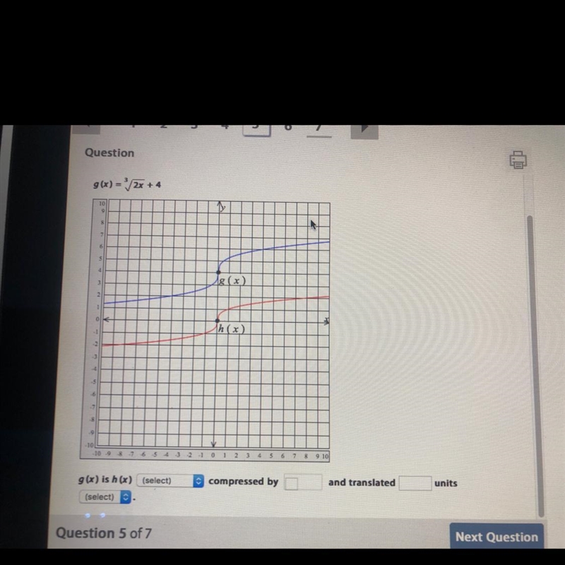 Identify the transformations of the graph?Menu options:Horizontally / VerticallyUp-example-1